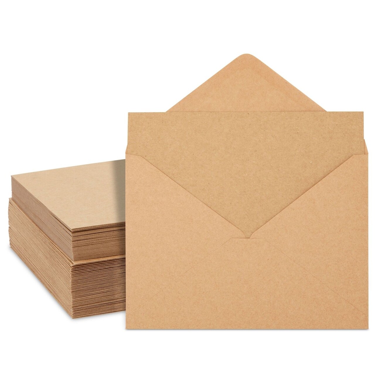 50 Pack Blank Cards and Envelopes 5x7, Kraft Paper A7 Notecards for DIY Open When Letters, Wedding Invitations, Birthday Cards